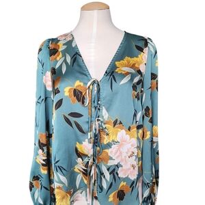 Lucy Paris Floral Teal Blouse